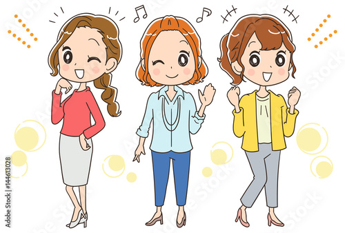 働く女性（オフィスカジュアル）のイラスト