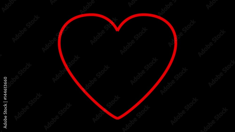 Valentine Heart Drawn by Red lines. Heart beat cartoon flat animation in 4K isolated on dark background. Valentine Heart Drawn by Red lines. Heart beat cartoon flat animation in 4K isolated on dark background.