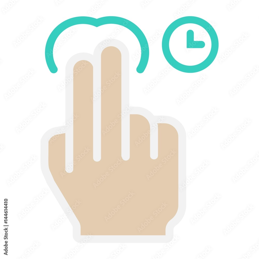 2 finger Press and hold flat icon, touch gesture 2 finger Press and hold flat icon, touch gesture