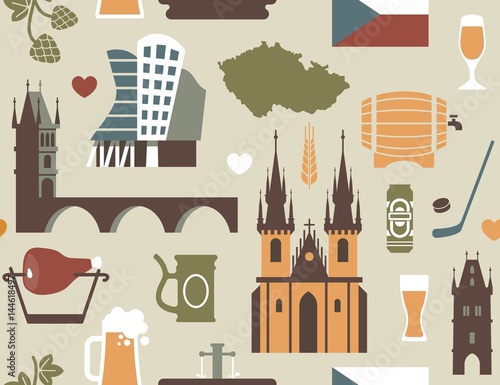 Pattern with symbols of the Czech Republic