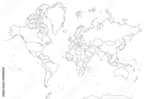 Highly detailed contour world map