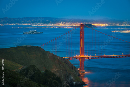 Golden Gate Bridge from overlook at Marin Headland