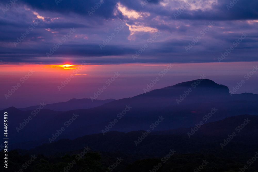 Sunrise at Doi Inthanon National Park in Chiang Mai Province Norhern Thailand