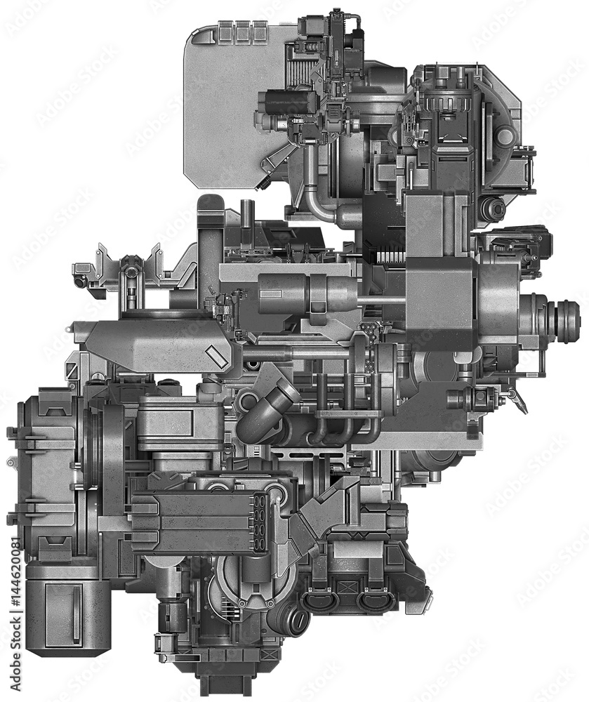 Naklejka premium 3d illustration of abstract industrial equipment technology