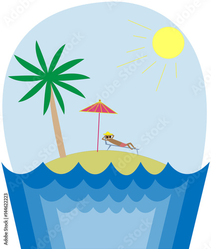 Happy smiling man on a beach of tropical island