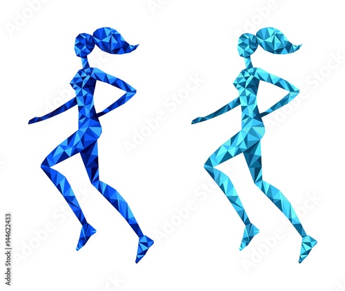 Running young woman. Abstract polygonal illustration. © Katsiaryna