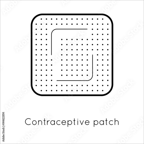 Contraception method patch. Estrogen contraceptive patch. Female hormonal contraceptive. Medical birth control. Planning pregnancy. Flat vector illustration isolated on white background