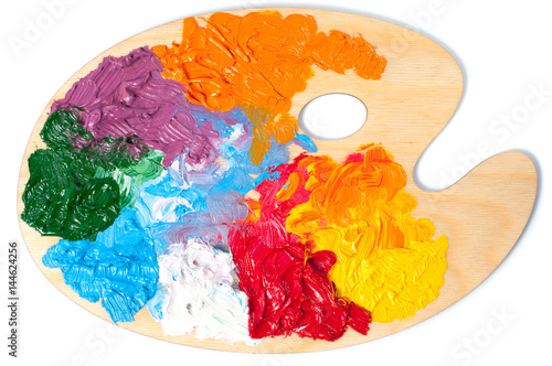 Colored paint on the art palette