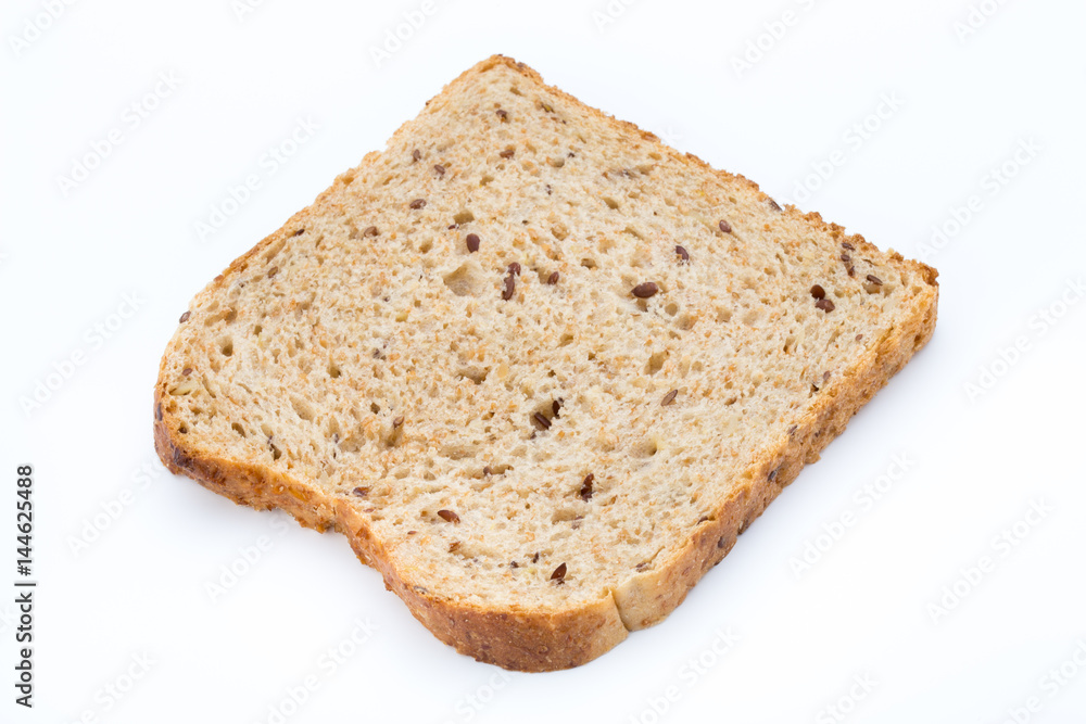 Slices of rye bread isolated on white background.