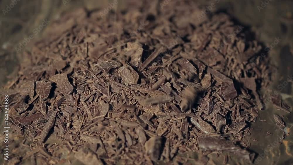 close up shot of Chocolate chips are falling off close up shot of Chocolate chips are falling off