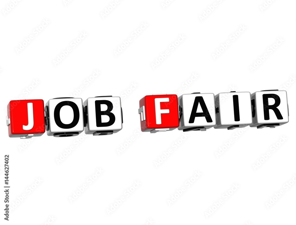 3D Job Fair block text on white background. 3D Job Fair block text on white background.