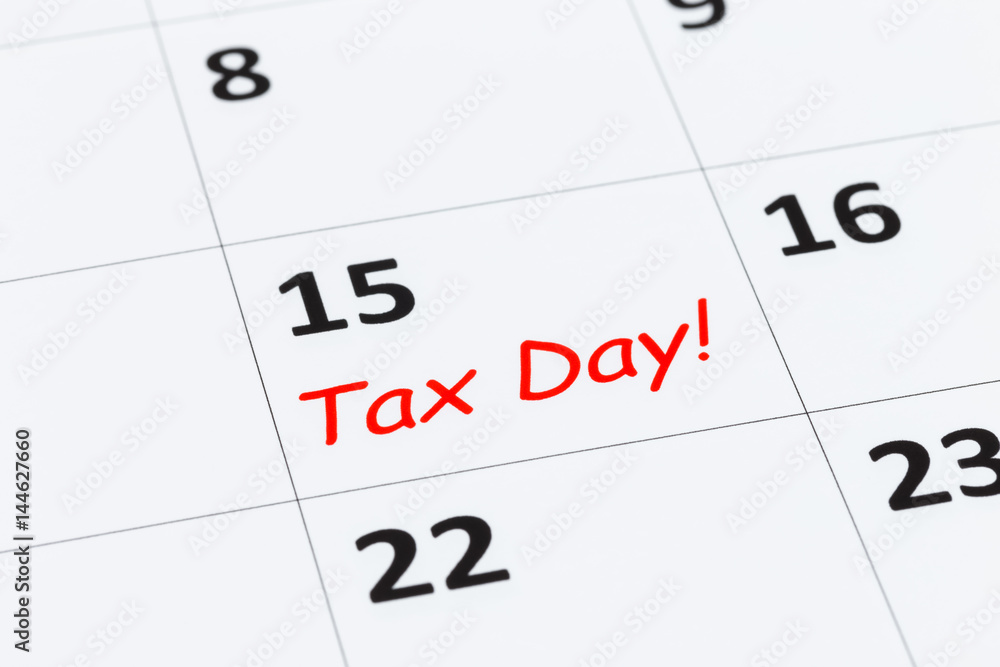 Tax day on calendar Tax day on calendar