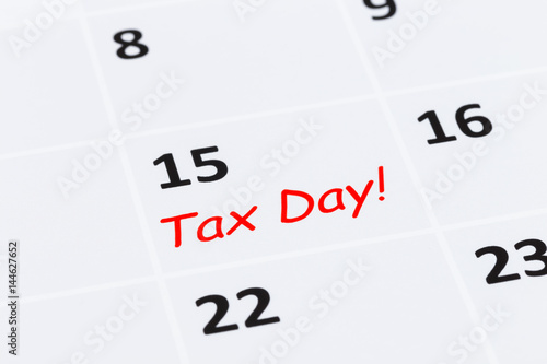 Tax day on calendar