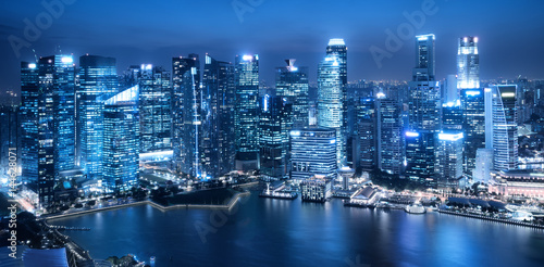 Photography Office buildings background in blue monochrome tone