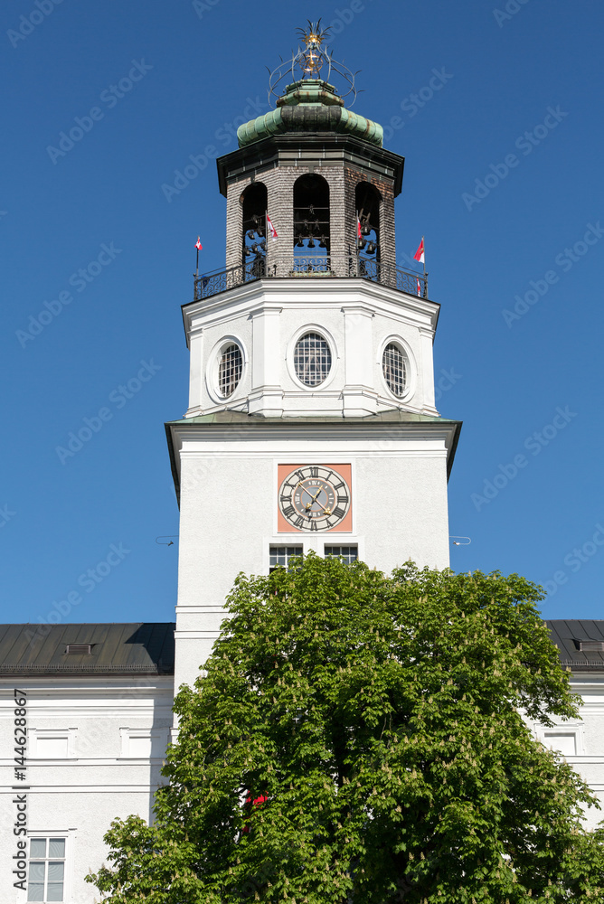 Obraz premium The Neue Residenz Clock Tower in Salzburg . Austria