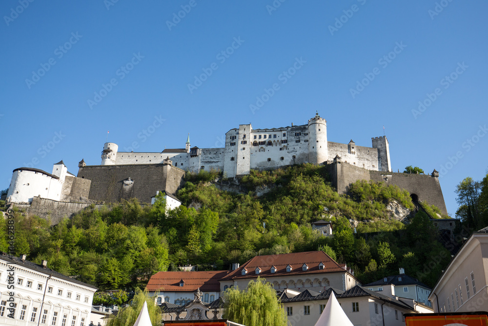 Obraz premium Fortress Hohensalzburg, beautiful medieval castle in Salzburg, Austria