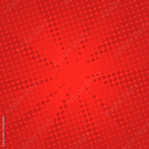 Retro rays comic red background. Gradient halftone pop art style