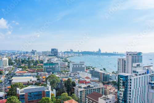 cityscape and sea before rain in thailand