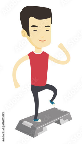 Man exercising on stepper vector illustration.