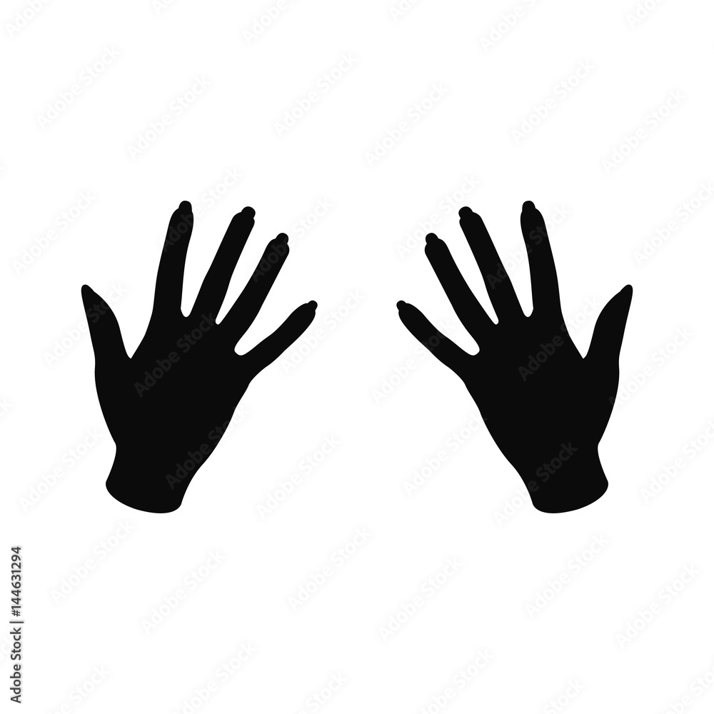 Hands female with nails silhouette vector Hands female with nails silhouette vector