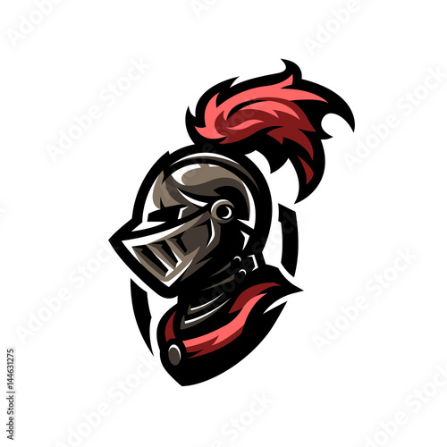 Medieval warrior knight in helmet.