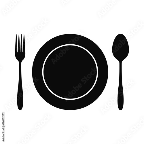 Fork spoon and plate icon vector