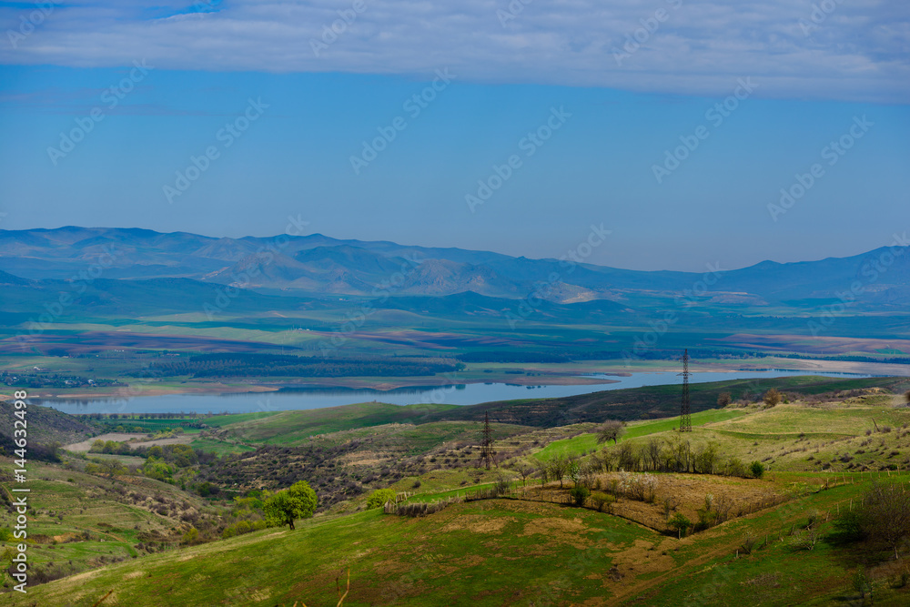 Amazing view Aghstev reservoir, on Armenian-Azerbayjan state border