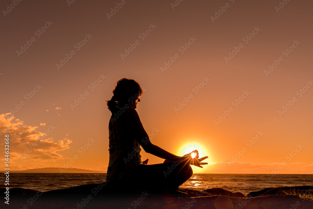 Yoga on a Maui Beach at Sunset