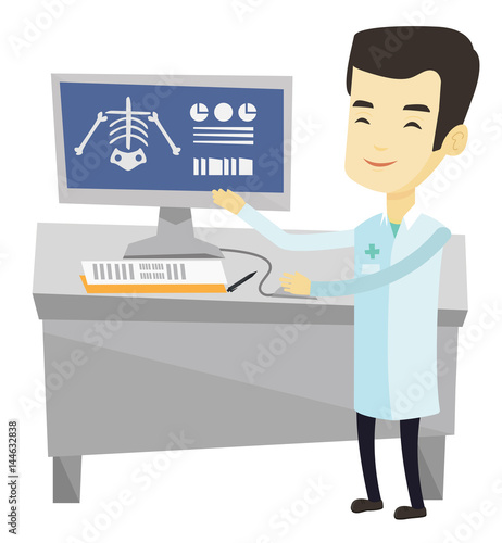 Doctor examining radiograph vector illustration.