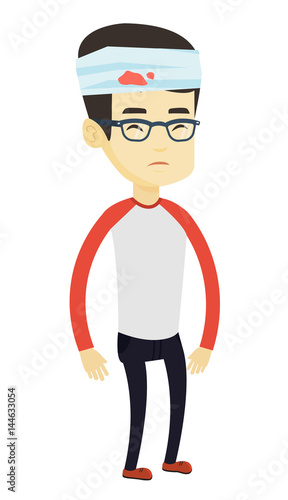 Man with injured head vector illustration.