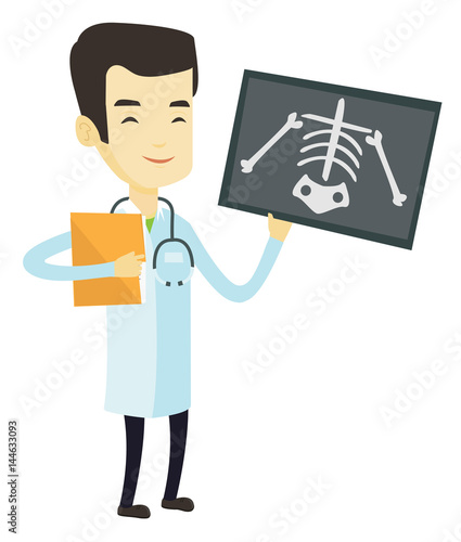 Doctor examining radiograph vector illustration.