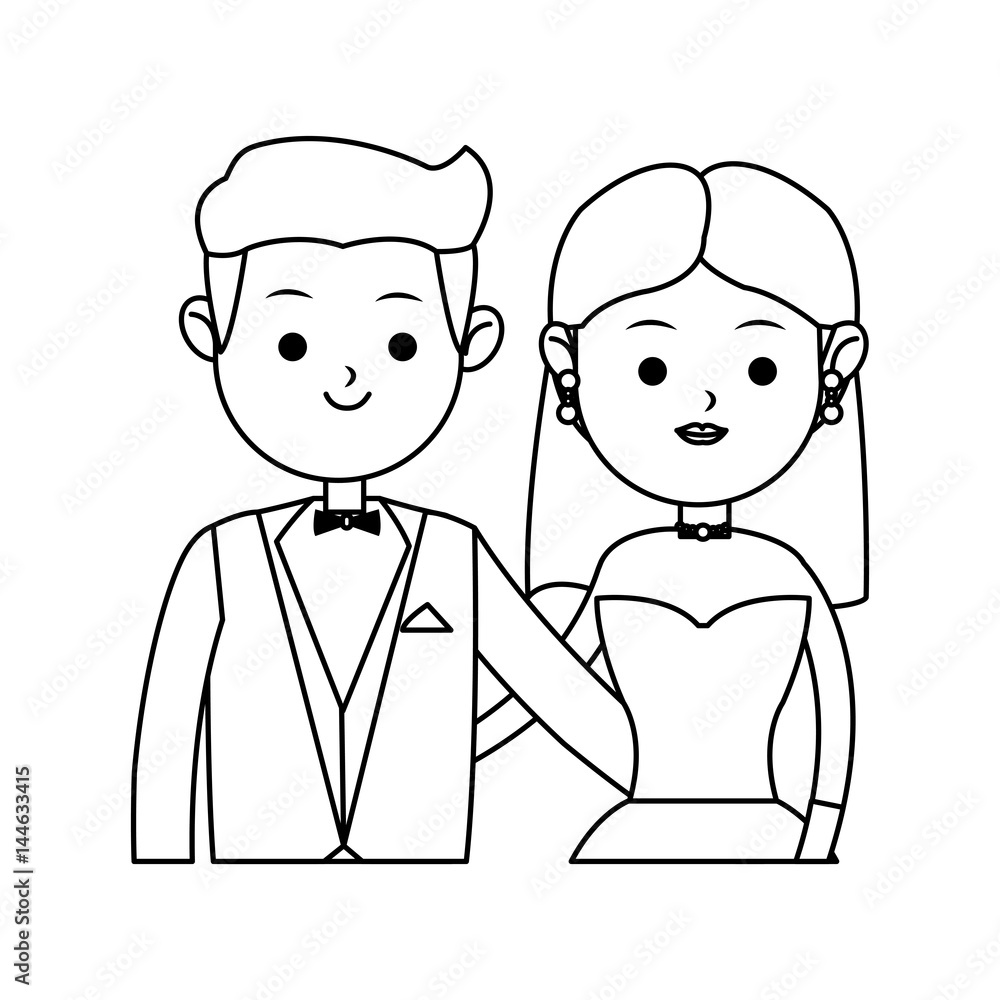 wedding couple cartoon icon over white background. vector illustration wedding couple cartoon icon over white background. vector illustration