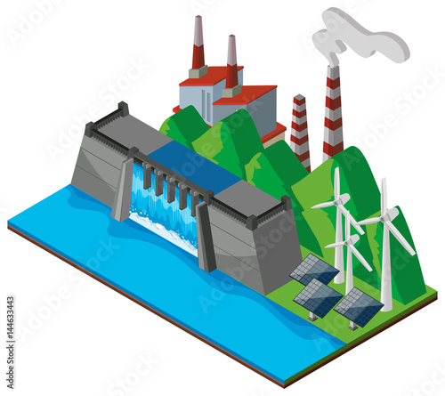 Dam and power plant near the lake