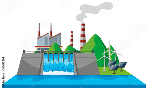 Scene with dam and river