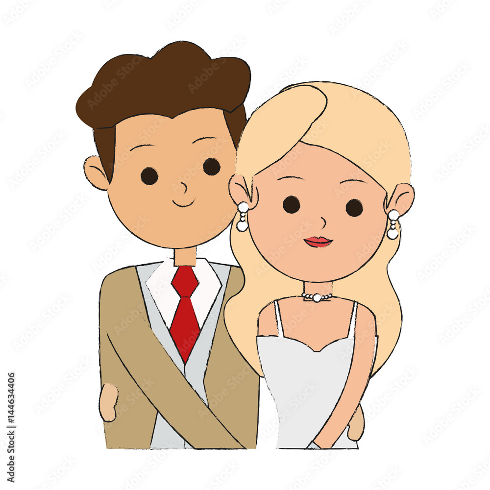 wedding couple cartoon icon over white background. colorful design. vector illustration wedding couple cartoon icon over white background. colorful design. vector illustration
