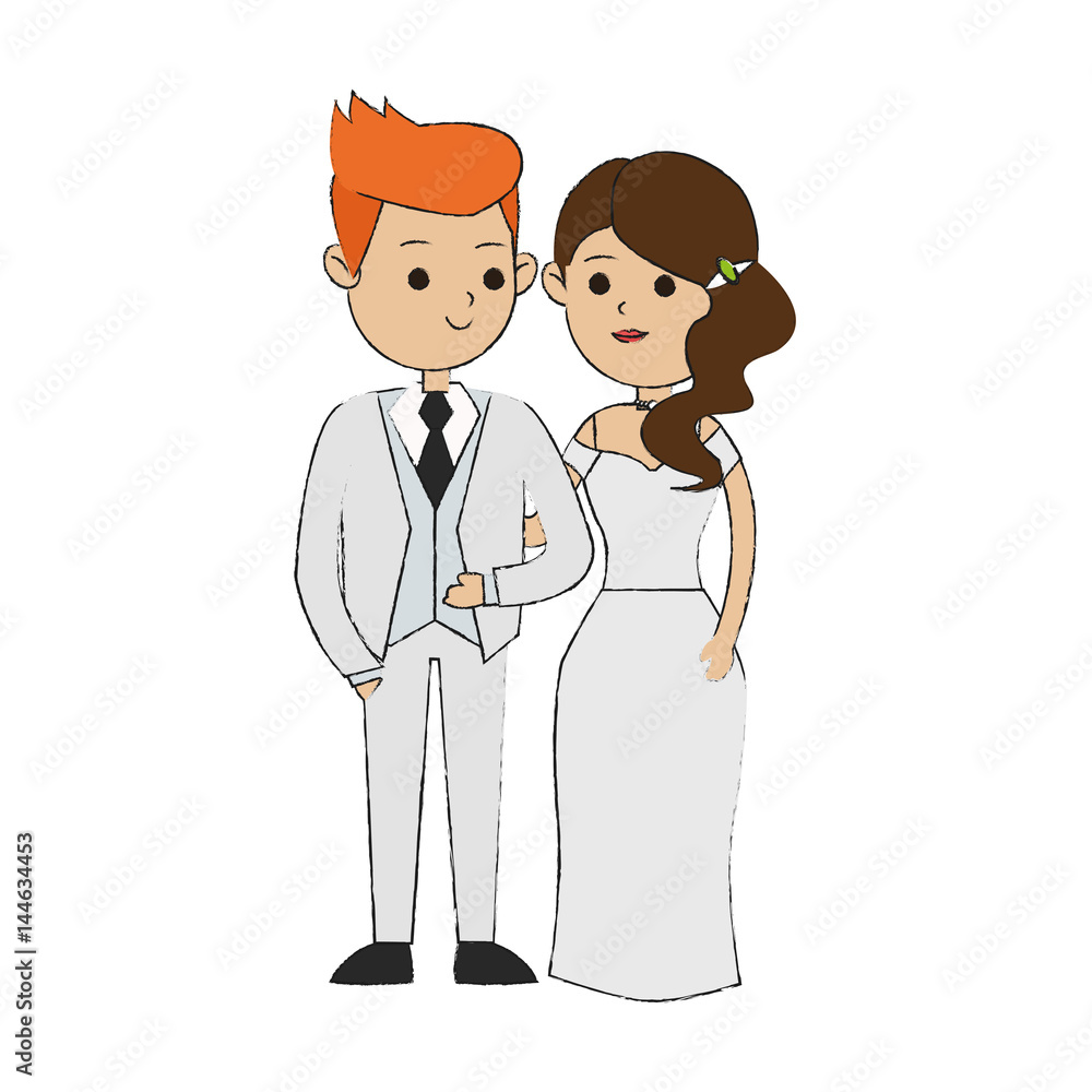 wedding couple cartoon icon over white background. colorful design. vector illustration wedding couple cartoon icon over white background. colorful design. vector illustration