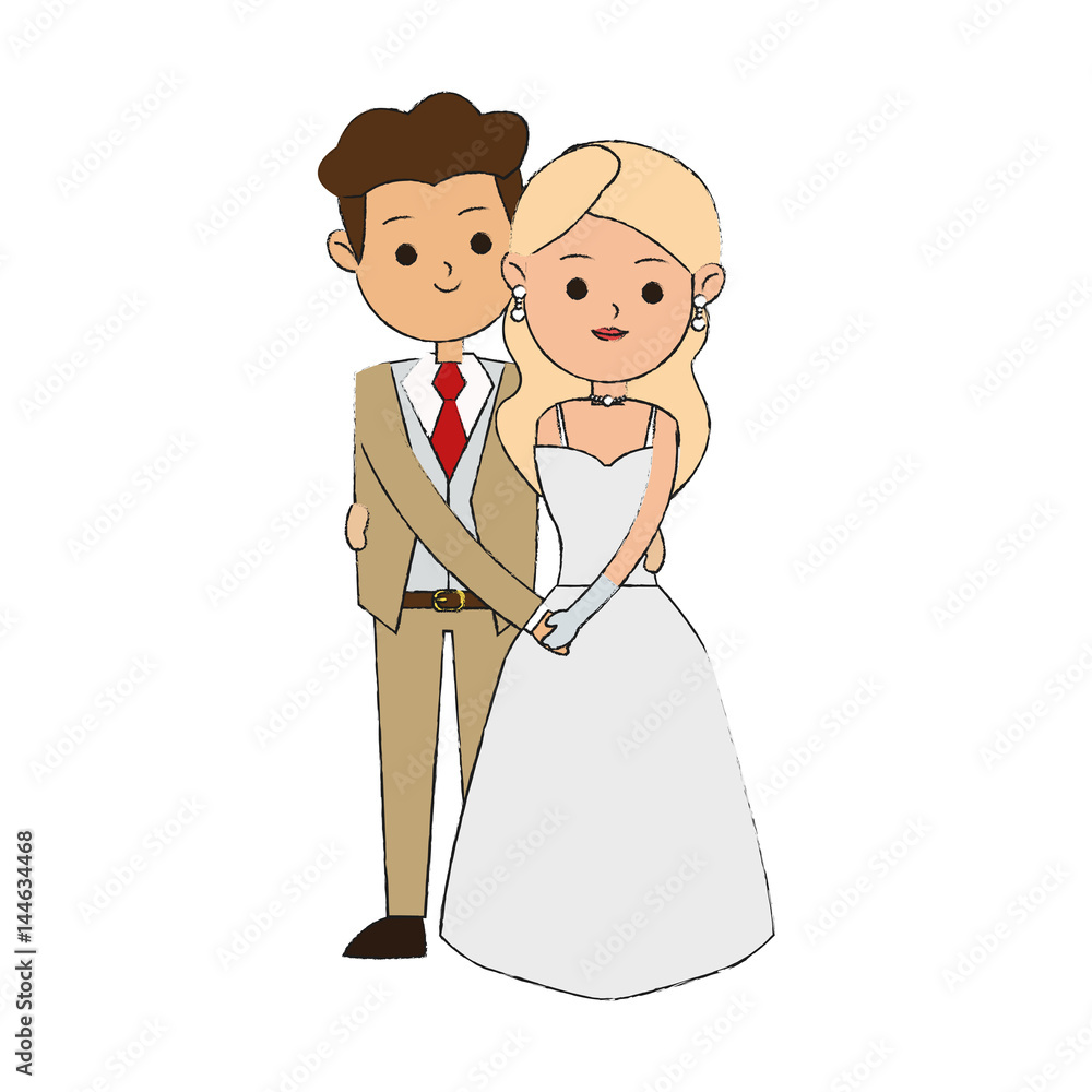 wedding couple cartoon icon over white background. colorful design. vector illustration wedding couple cartoon icon over white background. colorful design. vector illustration