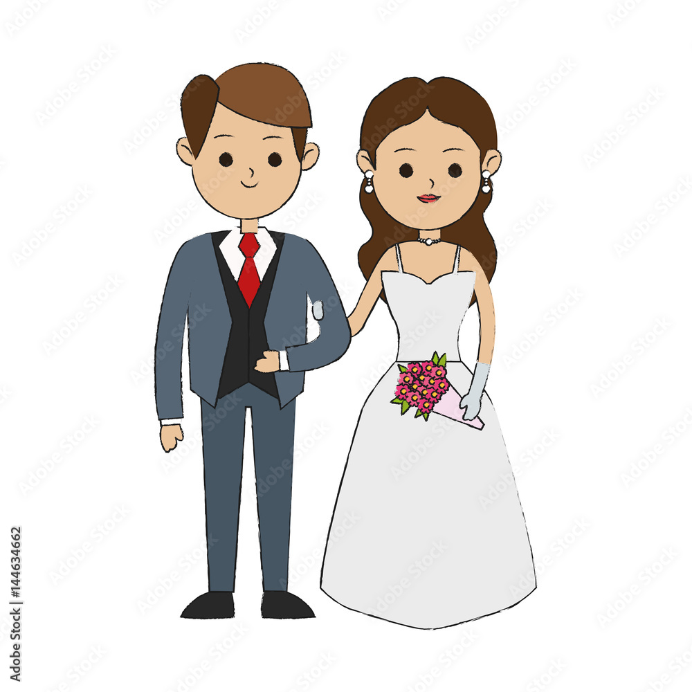 wedding couple cartoon icon over white background. colorful design. vector illustration wedding couple cartoon icon over white background. colorful design. vector illustration