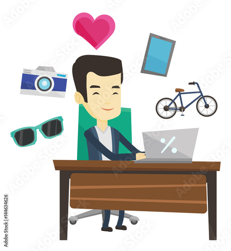 Man shopping online vector illustration.