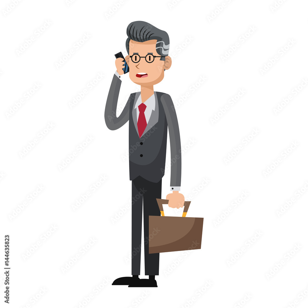 businessman using a smartphone, cartoon icon over white background. colorful design. vector illustration businessman using a smartphone, cartoon icon over white background. colorful design. vector illustration