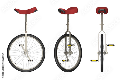 unicycle views isolated on white 3d rendering photo