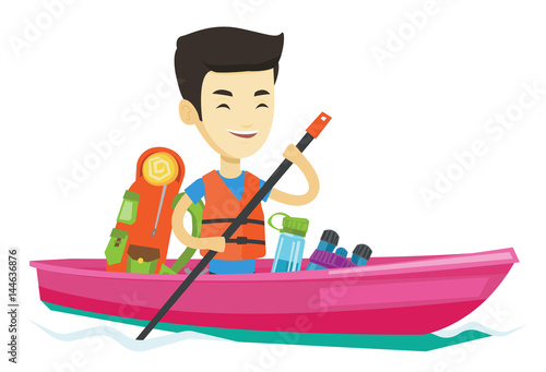 Man riding in kayak vector illustration. © Visual Generation