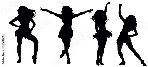 Vector  illustration  silhouette of dancing girl  collection