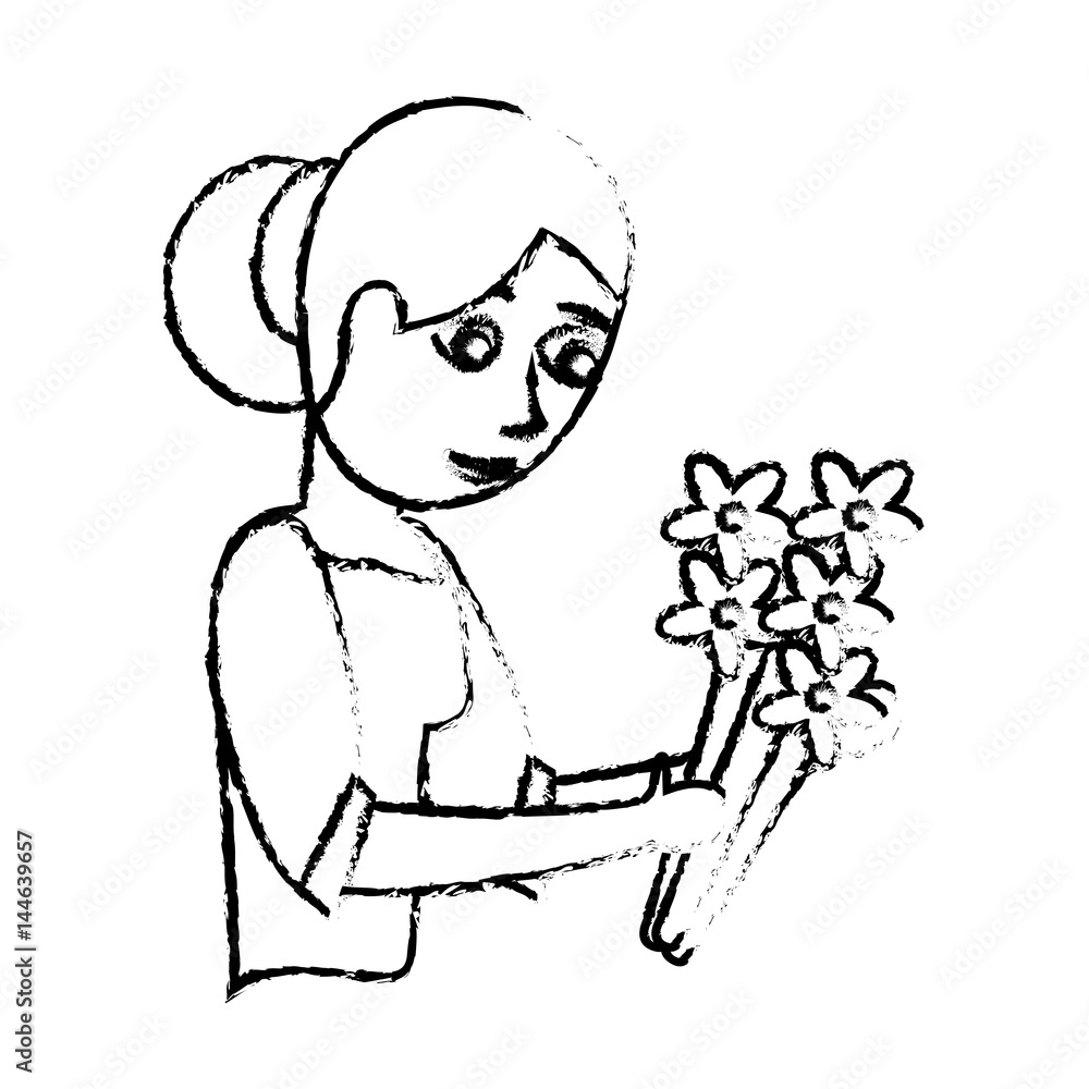 mom with flower decoration vector illustration eps 10