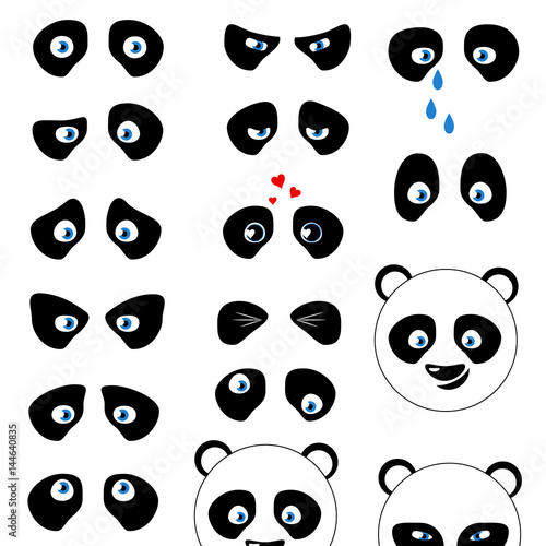 Fototapeta Naklejka Na Ścianę i Meble -  Eyes of a panda for stickers that depict different emotions.
