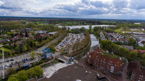 Nordhorn Vechte-Arkaden Luftbild  zur Vechte und zum Parkplatz Neumarkt
