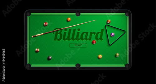 billiard table top view balls sport theme