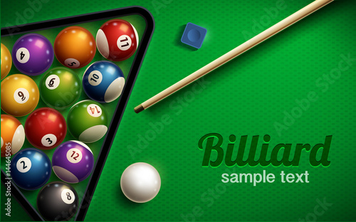 billiard table top view balls sport theme photo