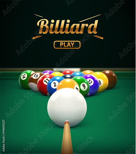 Obraz na plátně billiard table front view balls sport theme