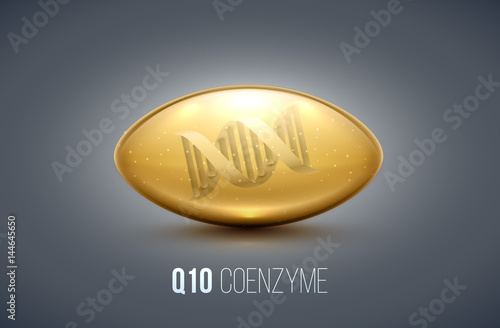 q10 oil drop tablet capsule whit dna realistic 3d object